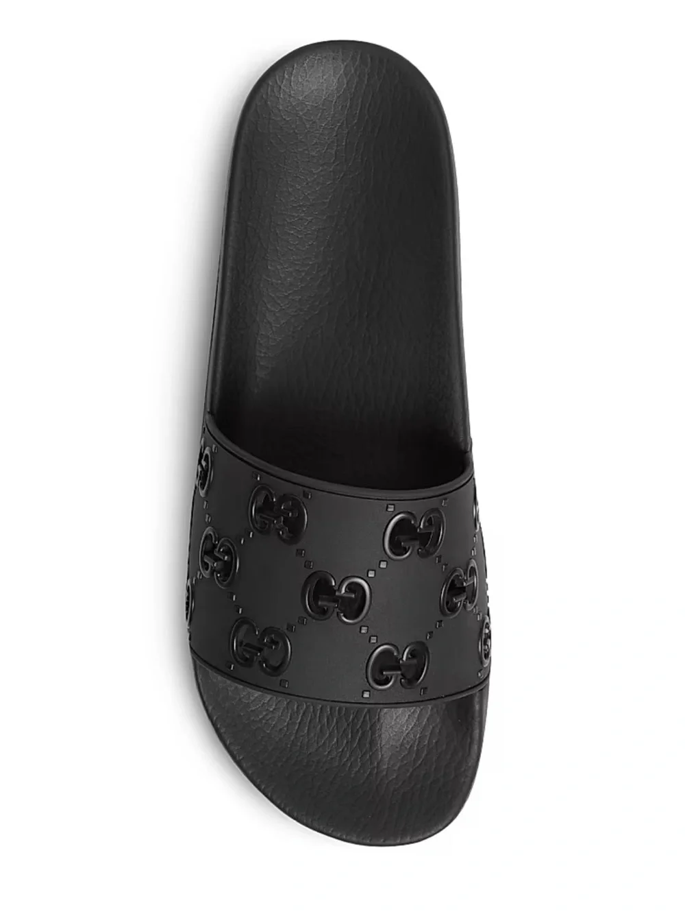 Gucci  Interlocking GG Embossed Black Rubber Slide Sandals Men’s Size 9